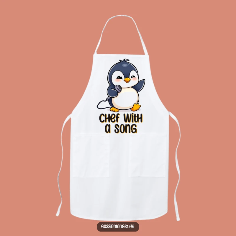 Funny Penguin Mic Apron: Cook Up a Hit Tune