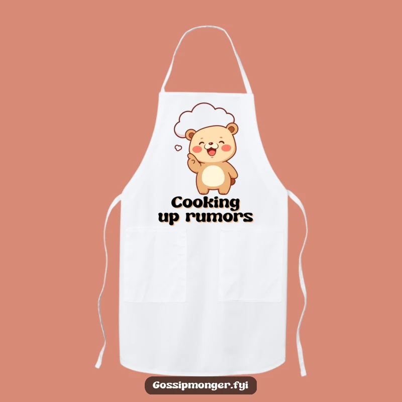 Funny Kawaii Bear Kitchen Apron, Giggling Chef Cloud Gossip Gift