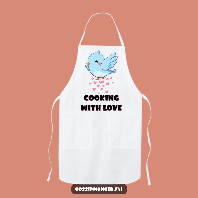 Funny Bluebird Hearts Apron: Kitchen Playful Flutter, Perfect Funny Gift for Bakers