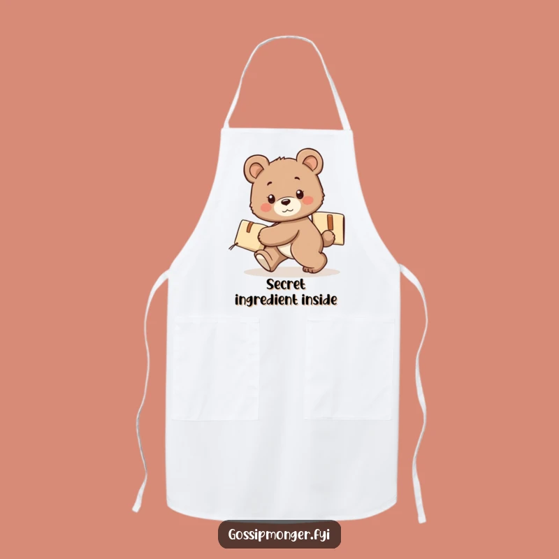 Funny Bear Cub Apron - Secret Package Tiptoeing Kitchen Gift