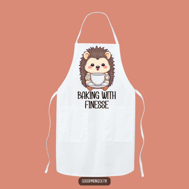Funny Hedgehog Tea Cup Apron: Serve with Delicate Charm and Smiles