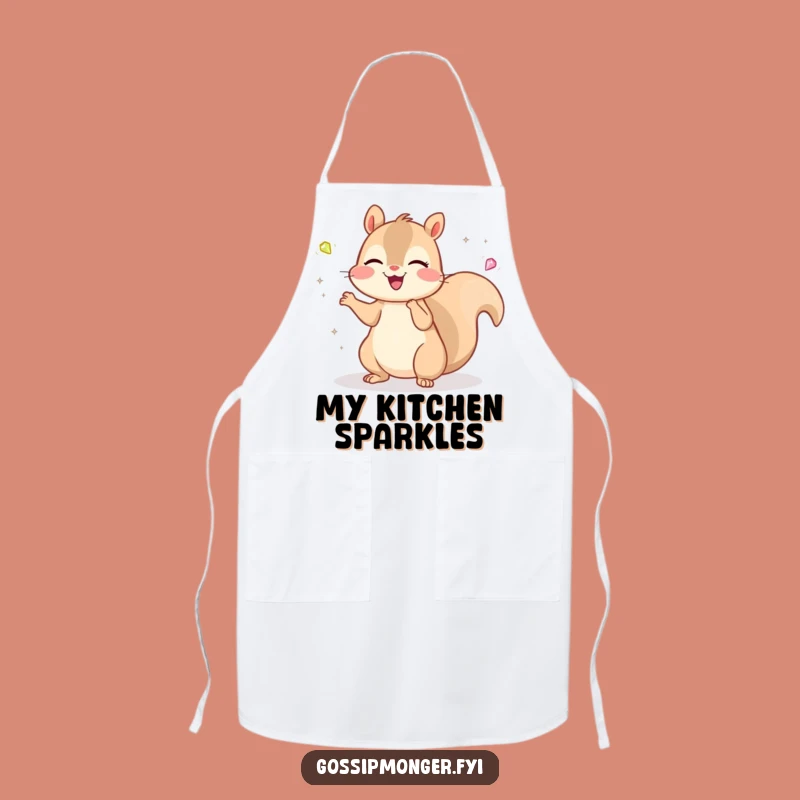 Funny Kawaii Squirrel Kitchen Apron, Cheerful Gem Juggler Chef Gift
