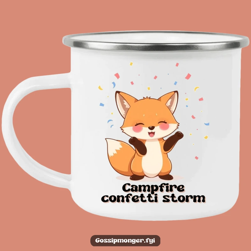Funny Fox Camping Mug, Festive Confetti Mug, Hilarious Outdoor Gift!