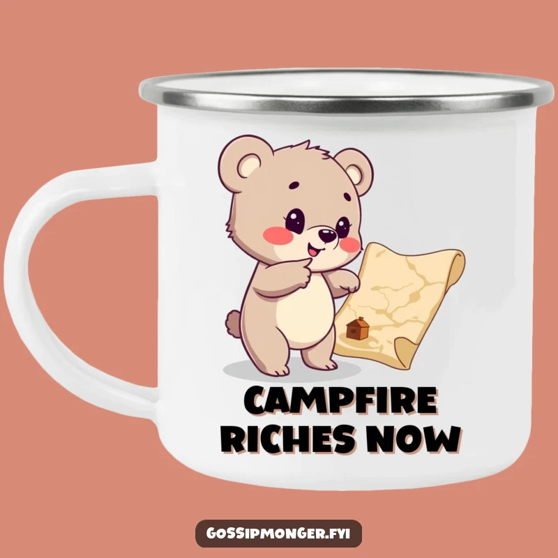 Funny Bear Cub Treasure Map Camping Mug: Adventure Fuel for Outdoor Explorers