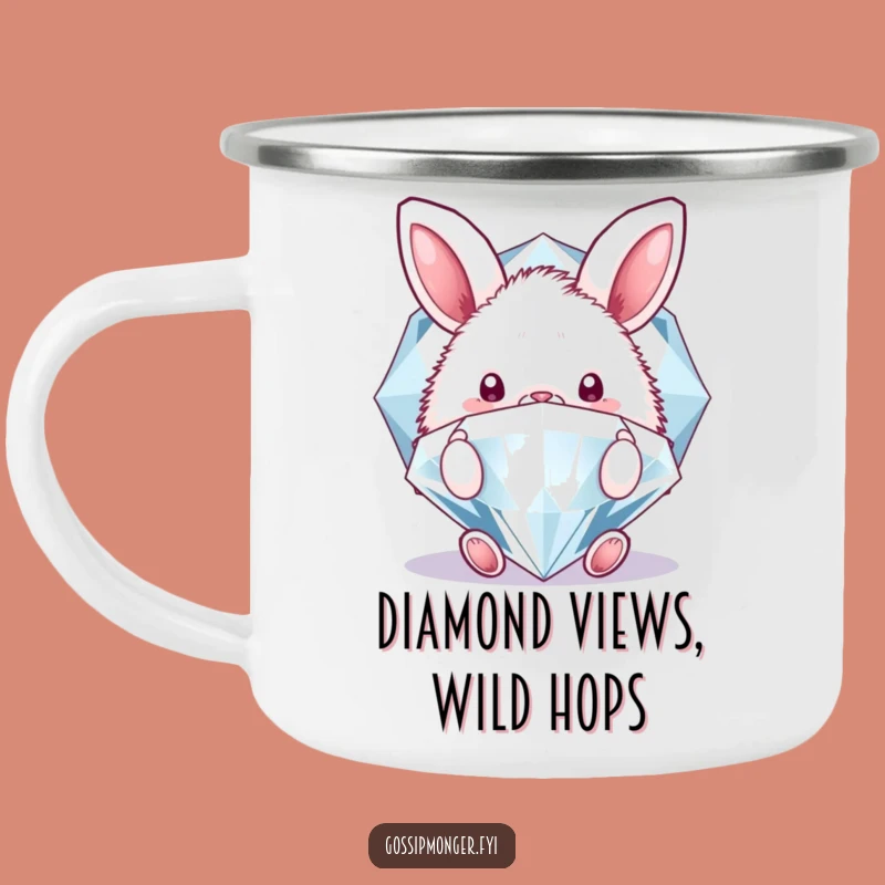 Durable Funny Bunny Diamond Camping Mug - Sparkle on the Go