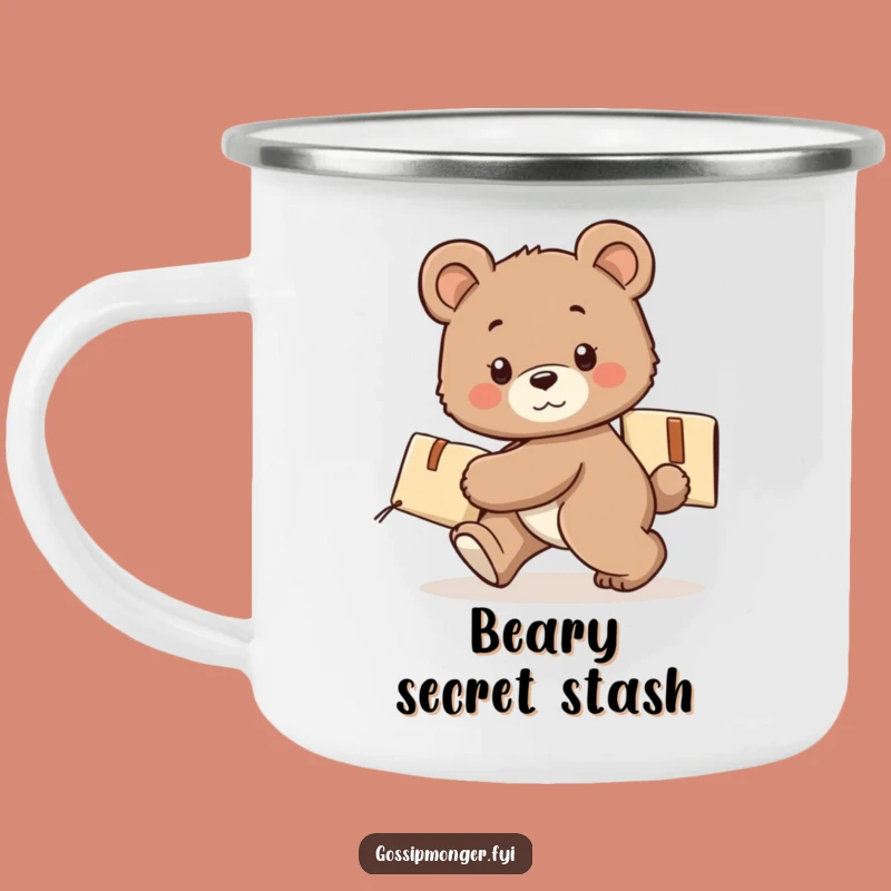 Funny Bear Cub Camping Mug - Secret Package Tiptoeing Outdoor Mug Gift