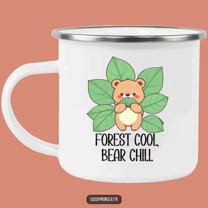 Funny Bear Leaf Fan Camping Mug - Outdoor Chill Drinkware Gift