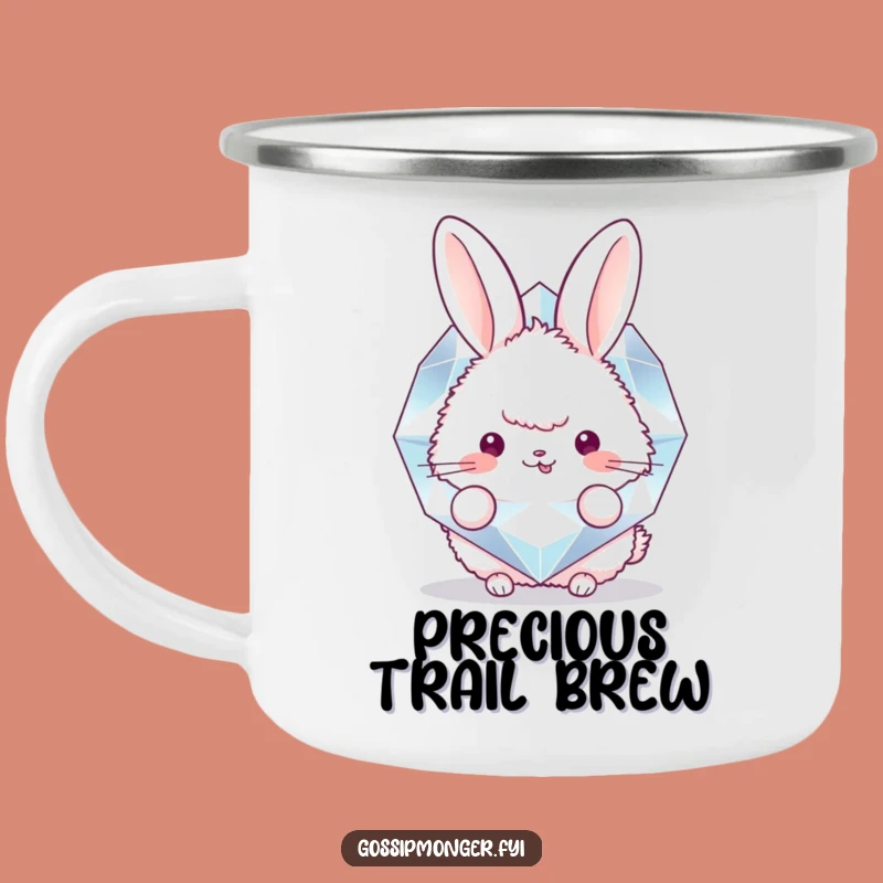 Funny Bunny Diamond Camping Mug: Fluffy Rabbit Adventure Cup