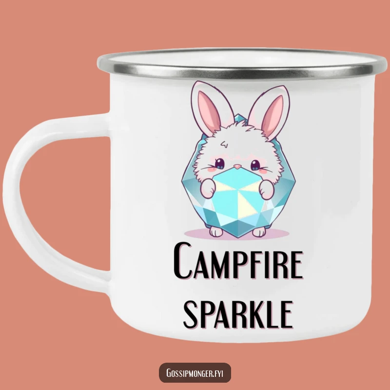 Funny Bunny Gemstone Camping Mug: Adventure with Sparkle