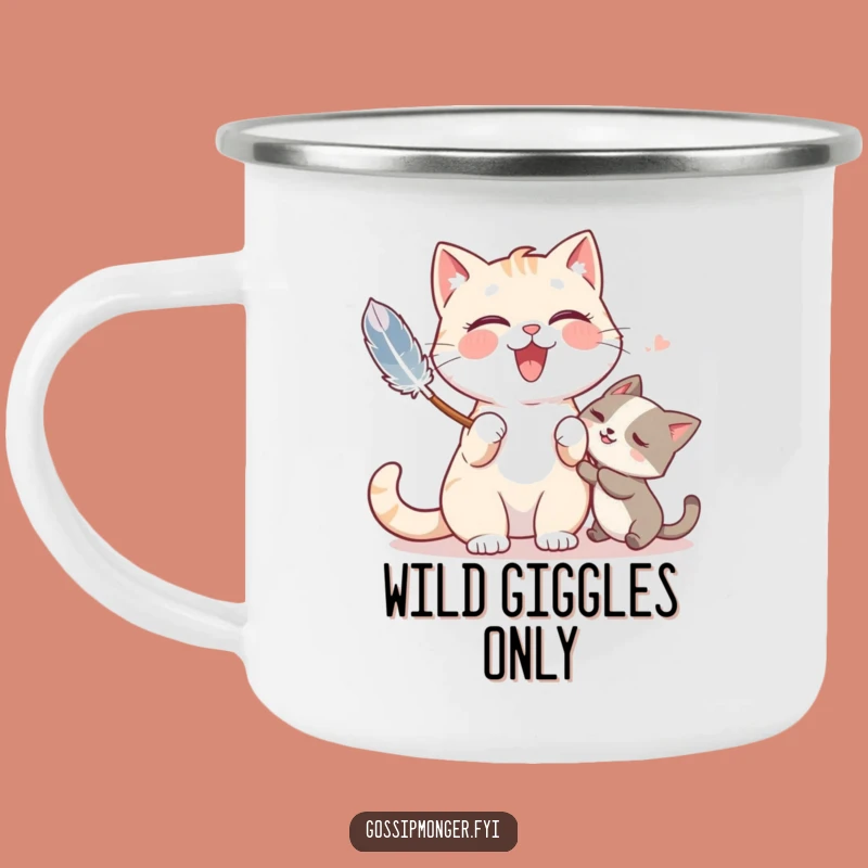 Funny Cat Tickle Camping Mug: Giggles on the Go with Feather Duster Fun