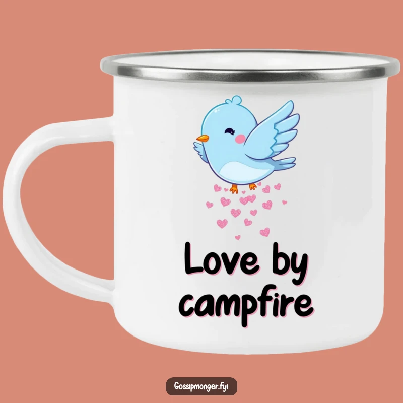 Funny Bluebird Hearts Camping Mug: Durable Playful Flutter, Perfect Funny Gift for Outdoorsy Love