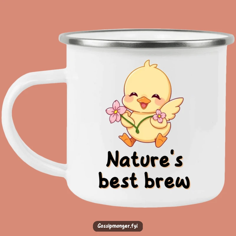 Funny Duckling Flower Camping Mug: Enjoy Adventures with This Cute, Fluttering Companion