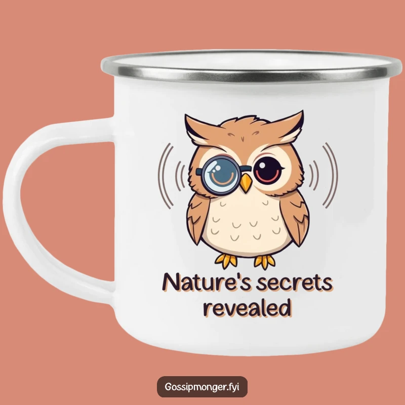 Funny Owl Camping Mug - Monocle Listening Outdoor Character Mug Gift