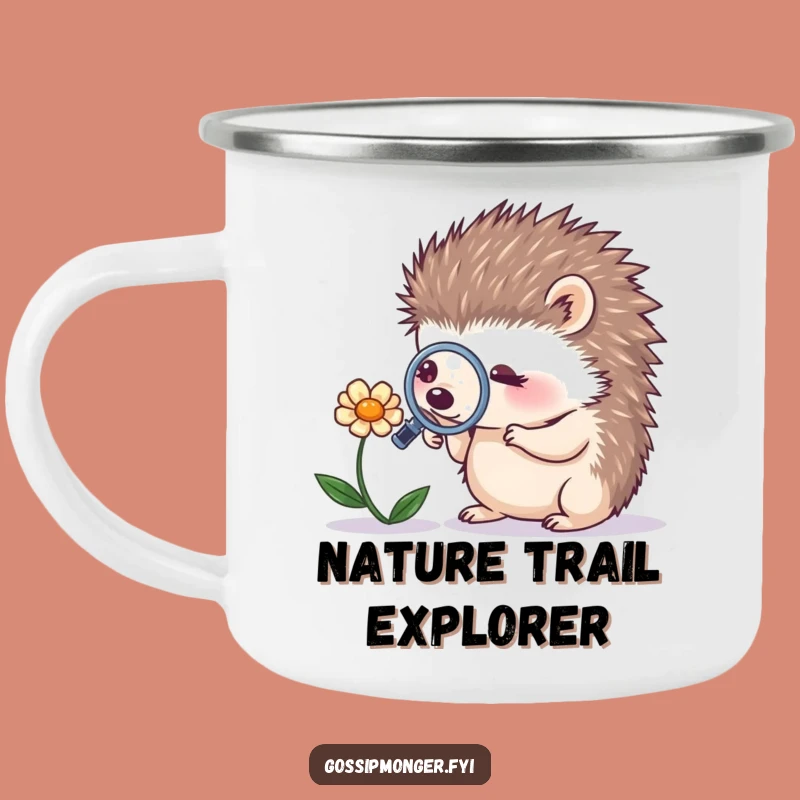 Funny Hedgehog Magnifying Flower Camping Mug - Durable & Hilarious Outdoor Nature Gift