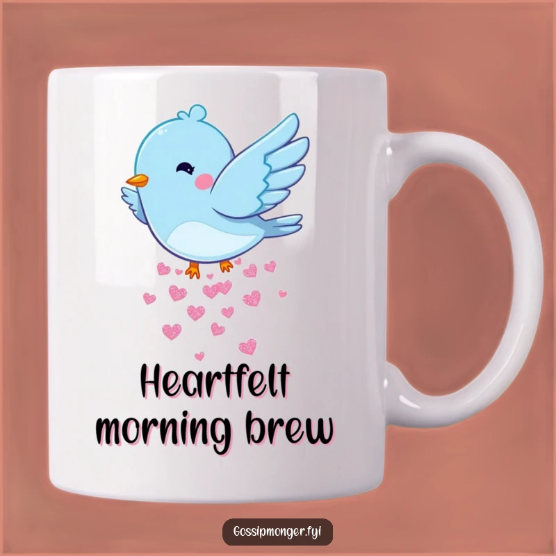 Funny Bluebird Hearts Mug: Playful Flutter, Perfect Funny Gift for Love Birds and Romantics