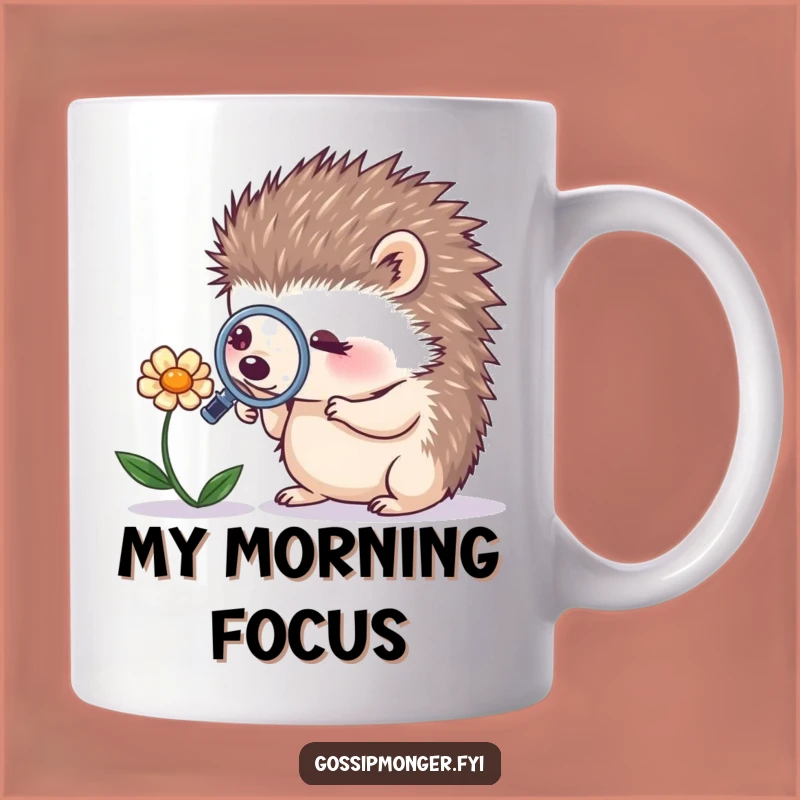 Funny Hedgehog Magnifying Flower Mug - Hilarious Nature Detective Gift