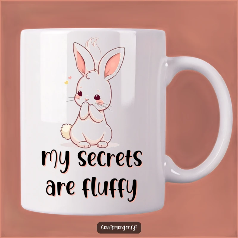 Funny Kawaii Rabbit Secret Keeper Mug, Adorable Whispering Bunny Lover Gift