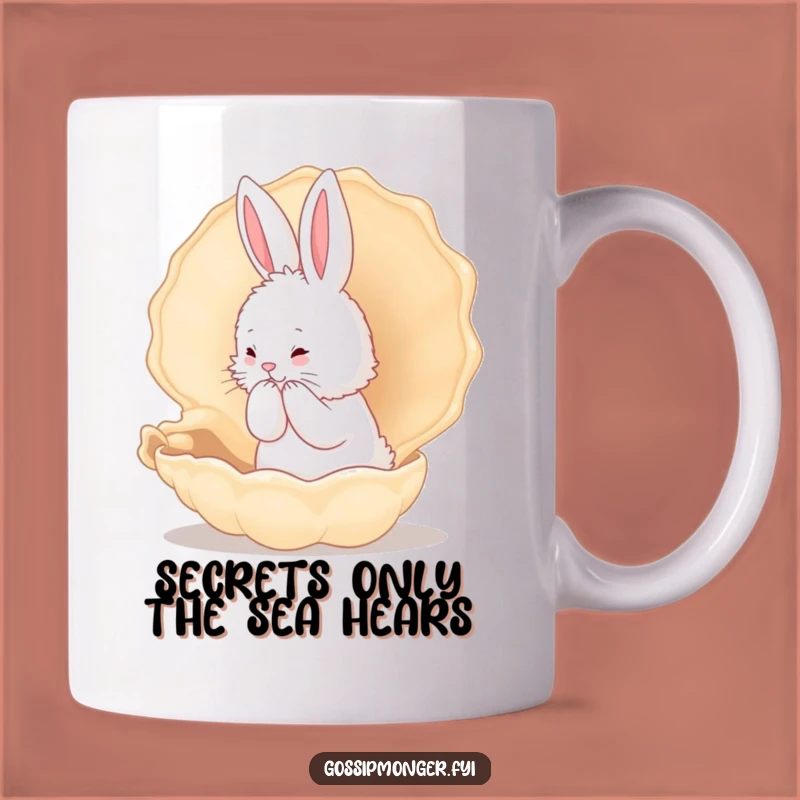 Funny Bunny Conch Shell Mug - Adorable Whispering Rabbit Secret Gift