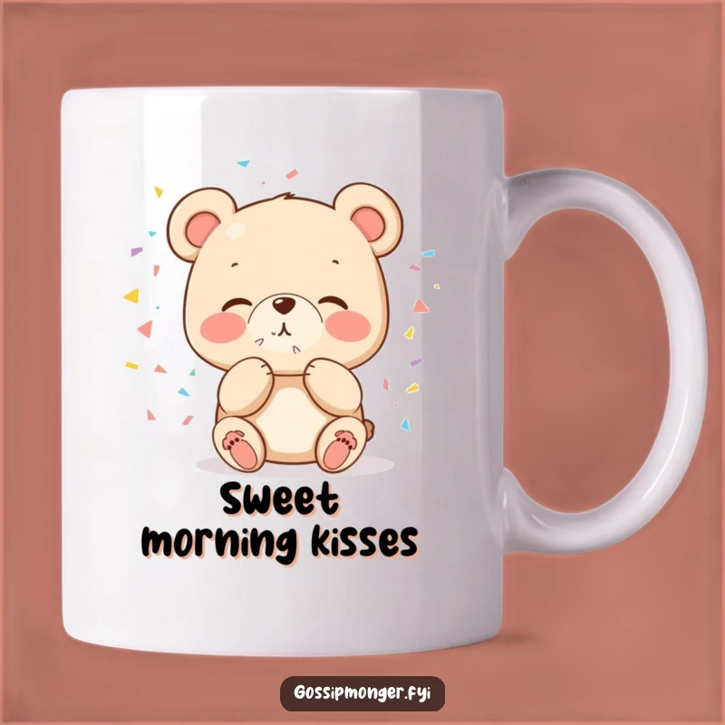 Funny Bear Confetti Kiss Mug - Adorable Cute Celebration Gift