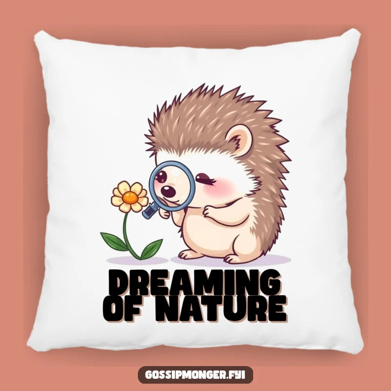 Funny Hedgehog Magnifying Flower Pillow - Cozy & Humorous Nature Decor