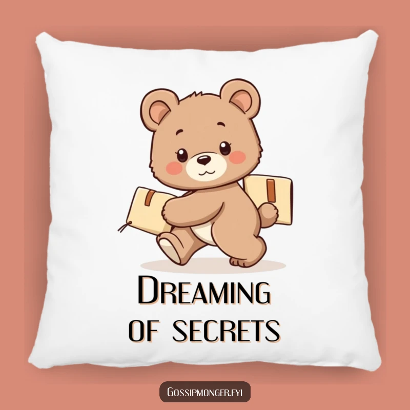 Funny Bear Cub Pillow - Cozy Secret Package Throw Pillow Gift