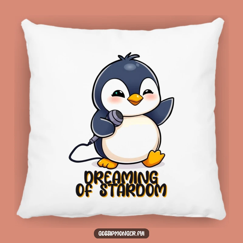 Funny Penguin Mic Pillow: Cozy Comfort for Your Inner Star