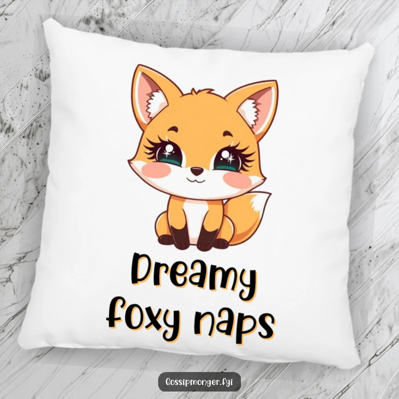 Funny Fox Pillow: A cheerful fox playfully bats its oversized, sparkly eyelashes, providing humorous comfort and decor.