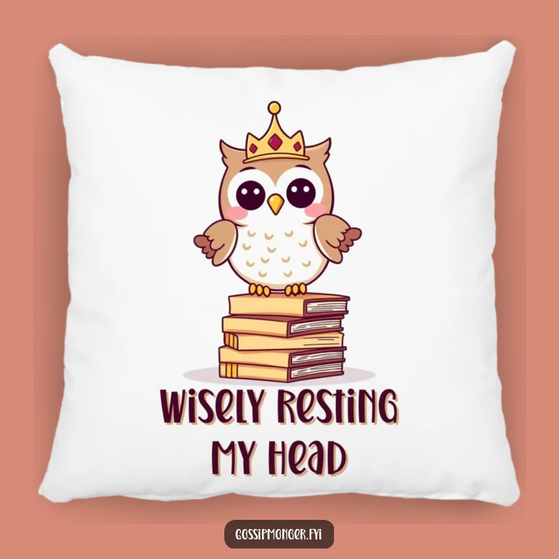 Funny Royal Owl Throw Pillow: Cozy Comfort with Literary Charm, Perfect Funny Gift