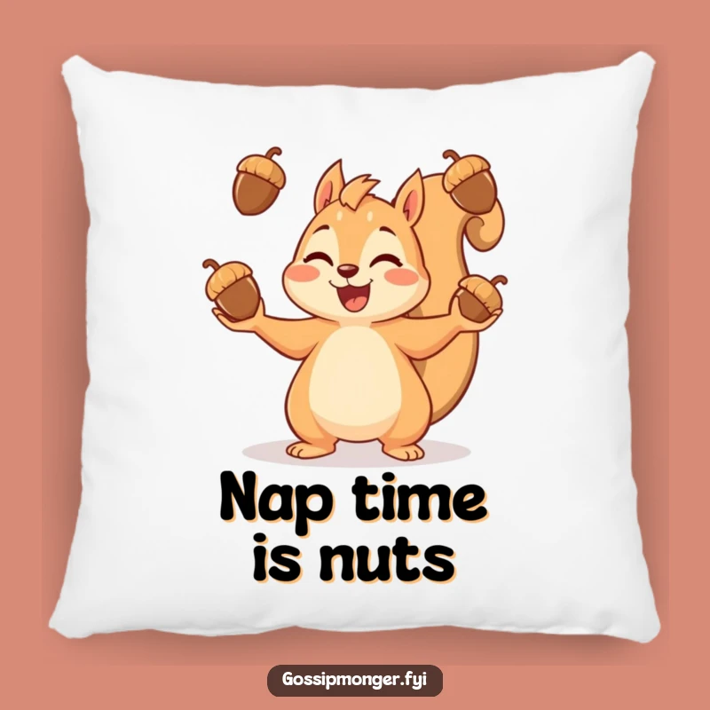 Funny Squirrel Pillow: Cuddle Up with Acorn Juggling Comfort