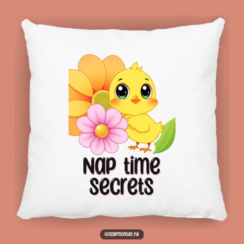 Funny Chick Whispering Secrets Pillow: Soft Oversized Eyes Comfort, Perfect Funny Gift for Cozy