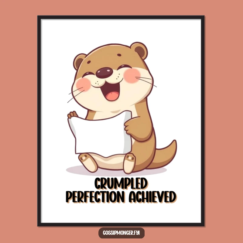 Funny Otter Digital Art: Giggling Otter with Crumpled Paper, Instant Hilarious Decor