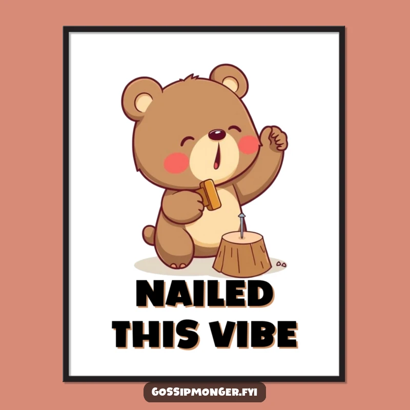 Funny Bear Digital Art: Determined Carpenter Ready For Hilarious Framing