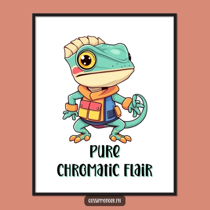 Funny Chameleon Fashion Digital Print - Vibrant & Hilarious Style Art
