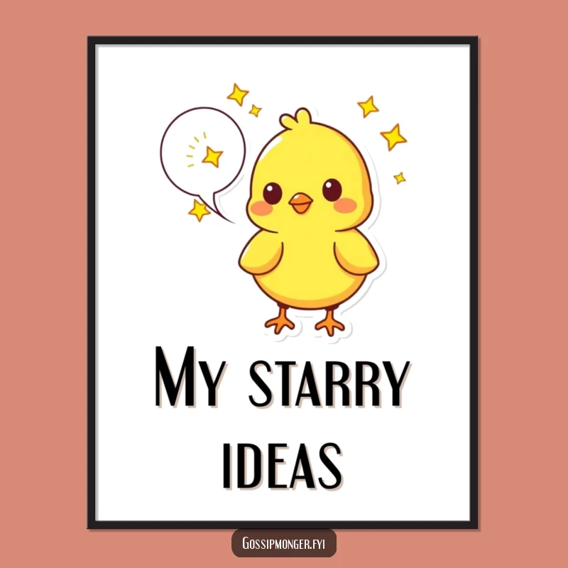 Funny Chick Starry Dreams Digital Art Print - Whimsical Bird Decor Gift