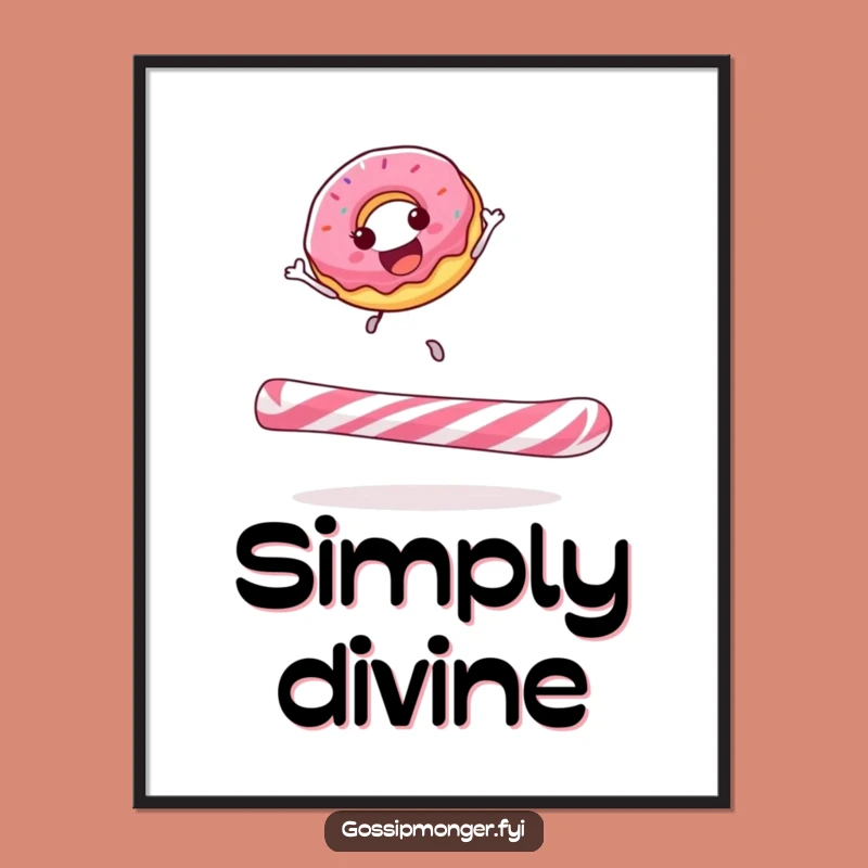 Funny Donut Candy Cane Digital Print - Hilarious Sweet Treat Art for Instant Joy