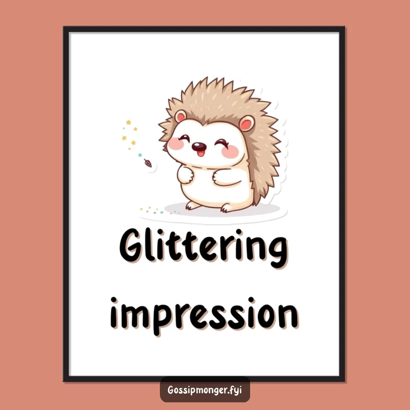 Funny Hedgehog Digital Art: Sparkly Download, Instant Funny Gift