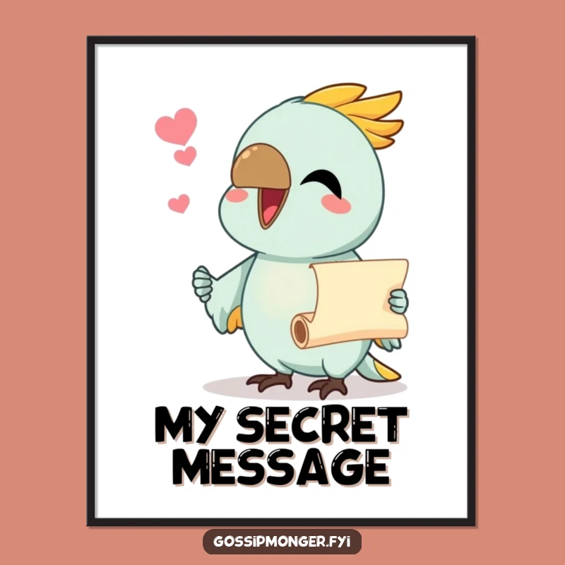 Funny Parrot Digital Art: Chatty Bird Scroll Print, a Humorous Gift for Any Space