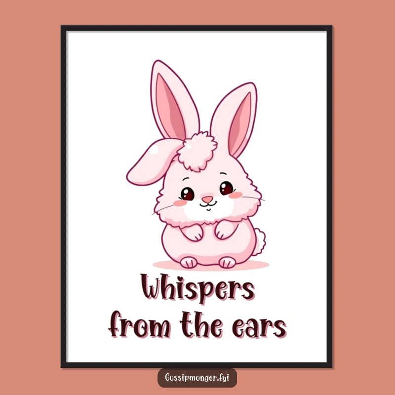 Funny Pink Bunny Ear Digital Art - Instant Adorable & Humorous Download