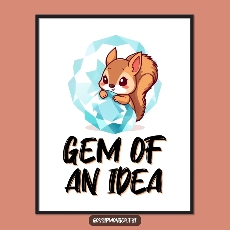 Funny Squirrel Gem Digital Art: Tiny Critter's Sparkle - Perfect Funny Gift