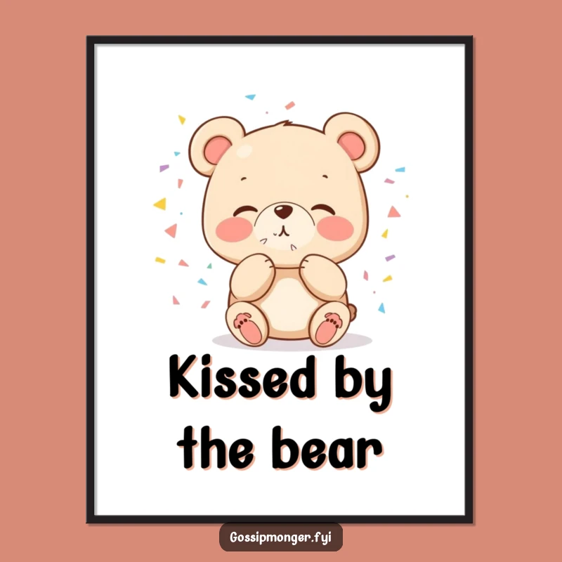 Funny Bear Confetti Digital Art - Cute Celebration Print Gift