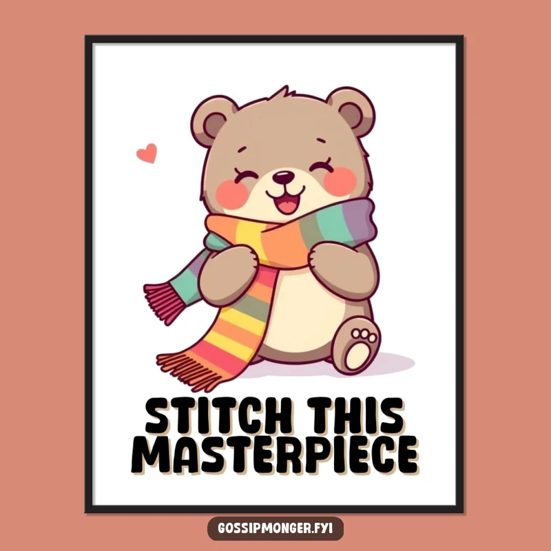 Funny Bear Digital Art: Cozy Knitter Ready For Hilarious Framing