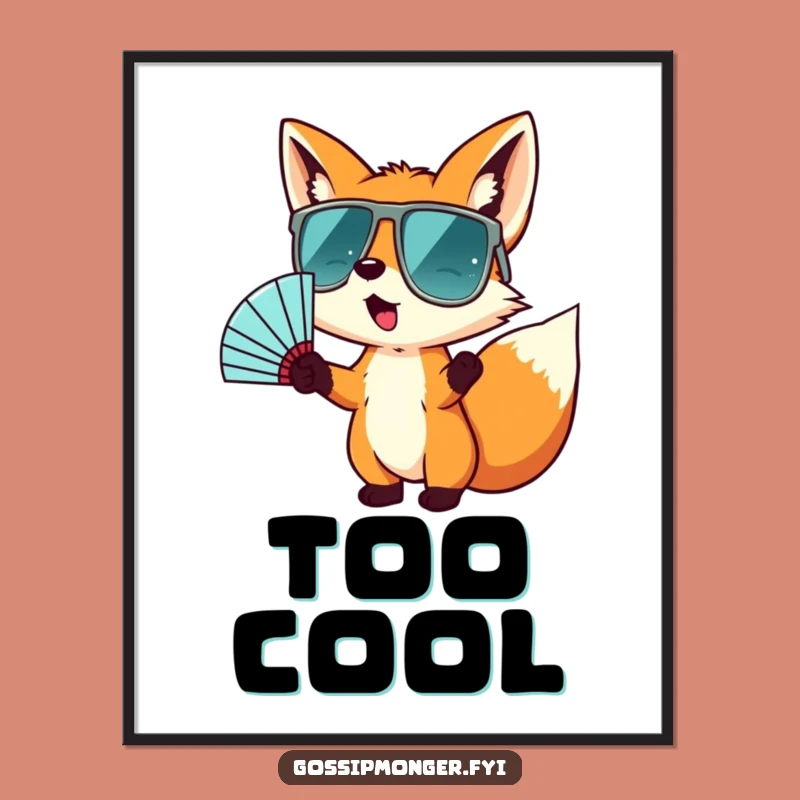 Funny Fox Sunglasses Fan Digital Art: Cool Wild Gesturing Print