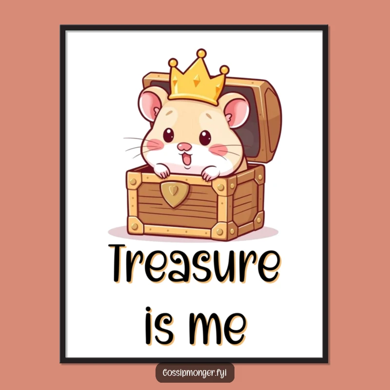 Funny Hamster Crown Digital Art: Curious Treasure Decor, Perfect Funny Gift
