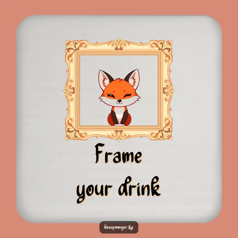 Funny Fox Frame Coaster: Protect Surfaces With Playful Art