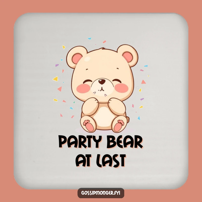 Funny Bear Confetti Coaster Set - Cute Celebration Drink Decor Gift