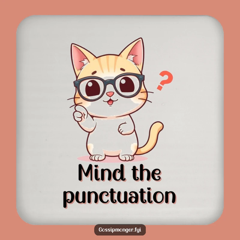 Funny Cat Comma Coasters: Protect Surfaces with Punctuation Pride