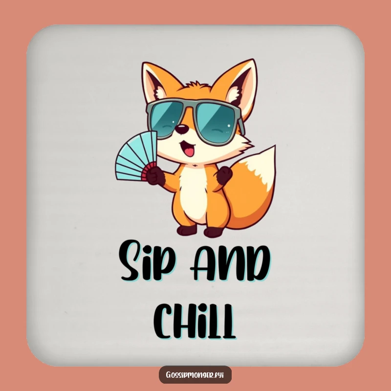 Funny Fox Sunglasses Fan Coaster Set: Cool Wild Drink Protection