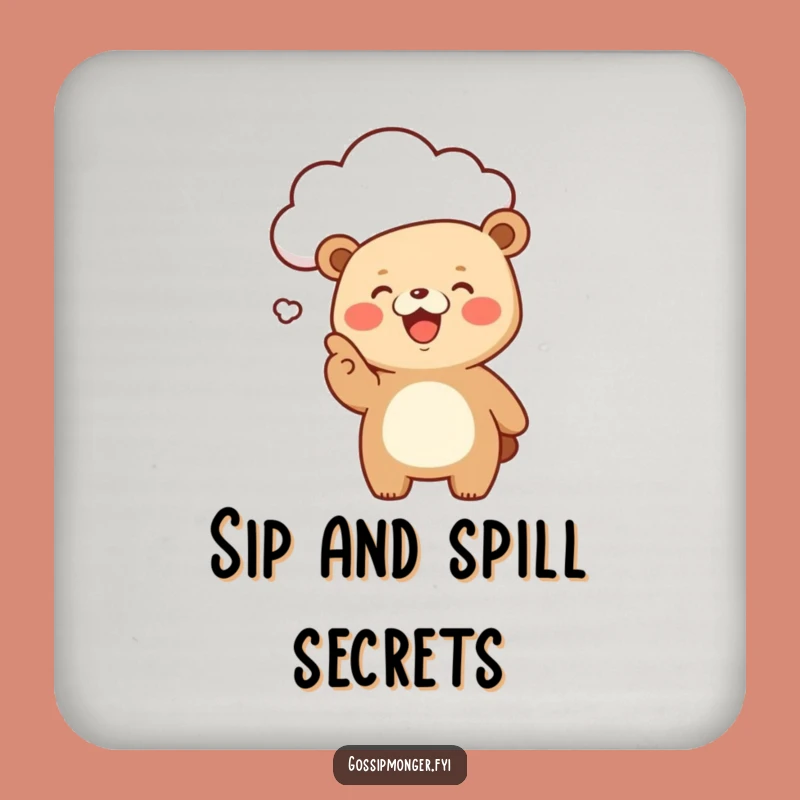 Funny Kawaii Bear Cloud Coaster, Giggling Gossip Drink Protector Gift