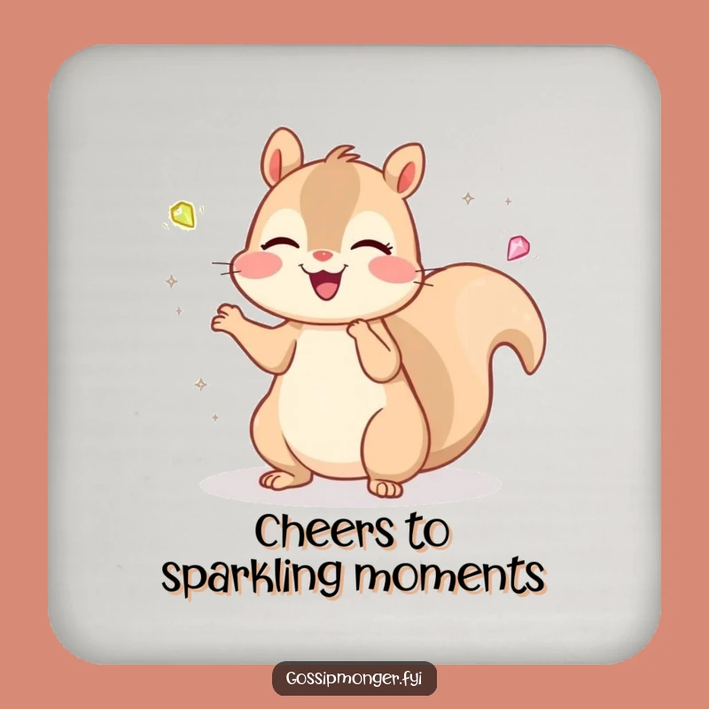 Funny Kawaii Squirrel Gem Coaster, Cheerful Juggler Drink Protector Gift