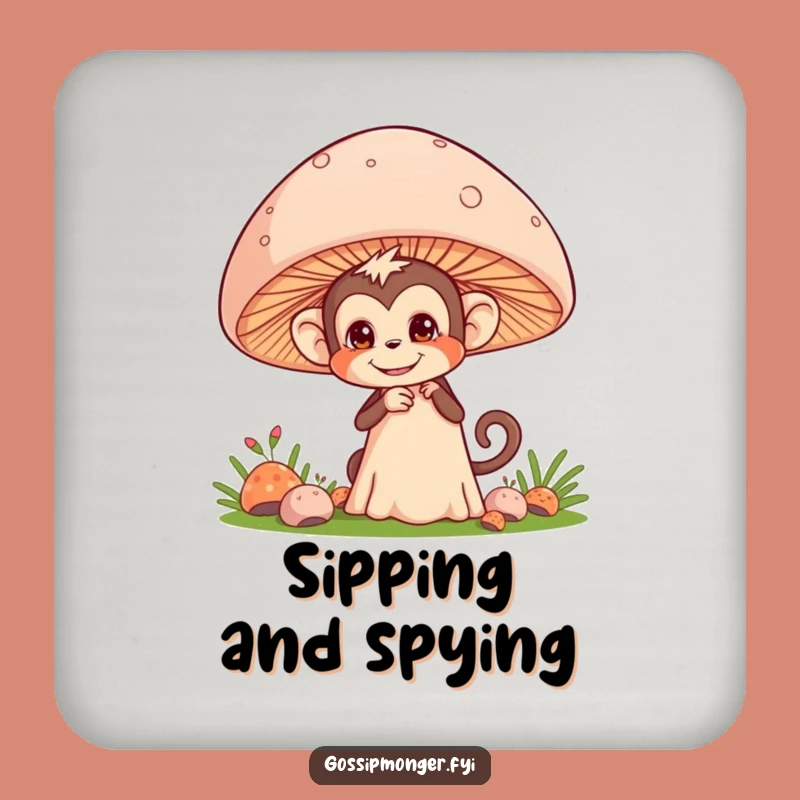 Funny Monkey Coaster Set: Mischievous Eavesdroppers, a Hilarious Primate Gift